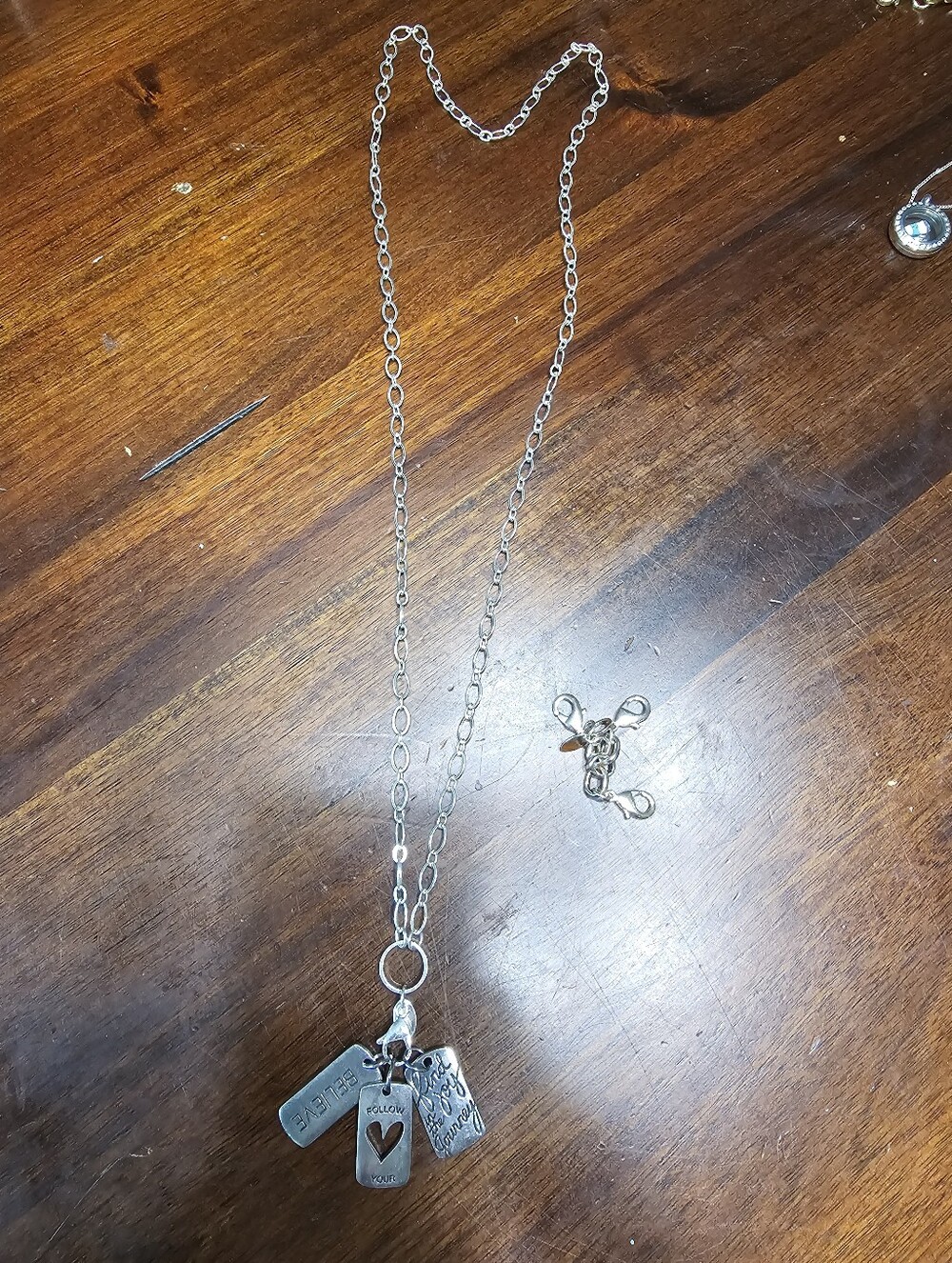 Origami Owl Silver Tone Women's Dog Tag Charm Necklace